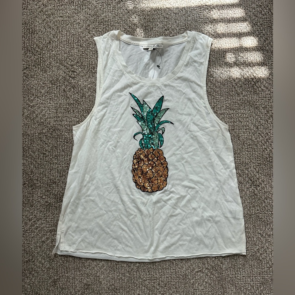Express Pineapple Sequin Tank Top